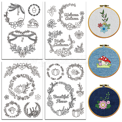 4 лист 11.6x8.2-дюймовых рисунков вышивки палочками и стежками DIY-WH0455-177-1