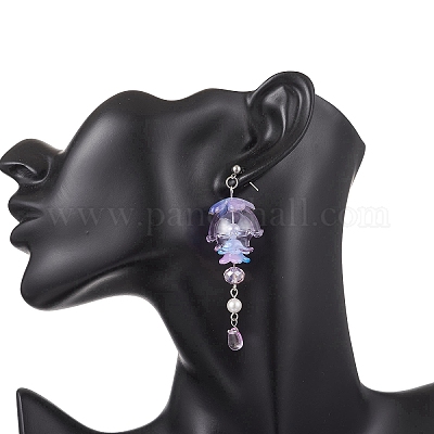 Серьги-гвоздики с подвесками из ракушки-медузы из нержавеющей стали 304 с жемчугом EJEW-TA00773-02-1