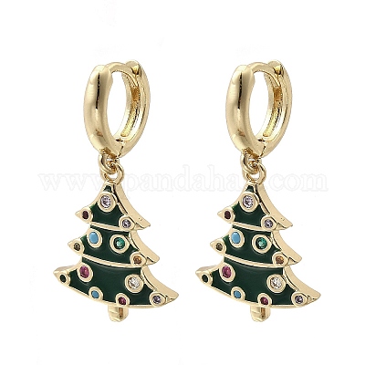 Латунные микро проложить серьги обруча кубического циркония EJEW-Z137-01G-1