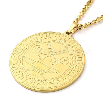 Ожерелья с подвесками из нержавеющей стали 304 NJEW-H034-02G-1