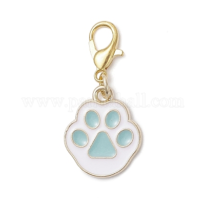 Подвесные украшения из сплава с эмалью в виде отпечатка кошачьей лапы HJEW-JM04118-1