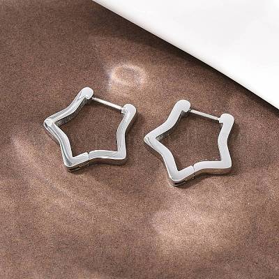 Серьги-кольца в форме звезды из нержавеющей стали 304 EJEW-P324-02P-1