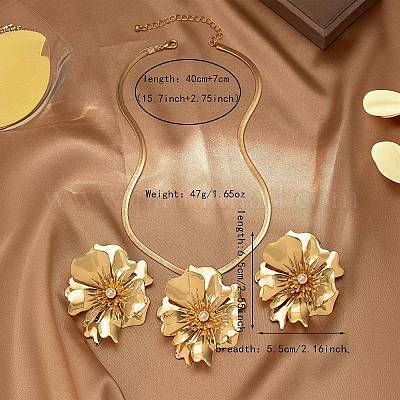 Комплекты из цветочного сплава сережек и ожерелий с подвесками для женщин FS-WGBCE4A-01-1