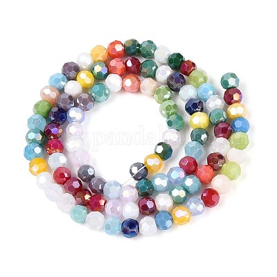 Гальванические непрозрачные стеклянные бусины EGLA-A035-P4mm-HA01-1