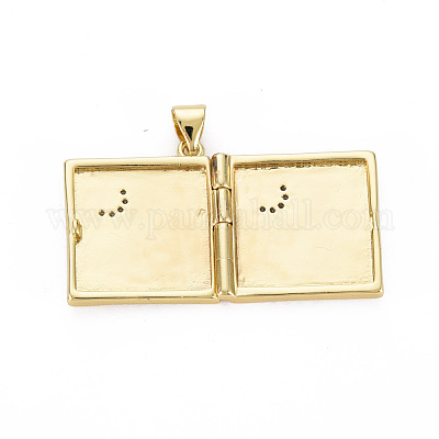 Латунные микро-паве прозрачные кубические циркониевые подвески-медальоны с диффузором на день учителя ZIRC-T004-96G-NF-1