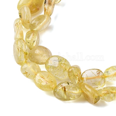 Нити бусин из натурального золота с рутилированным кварцем G-K395-A09-01-1