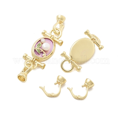 Застежки-бабочки из латуни с натуральным жемчугом KK-U059-21G-1