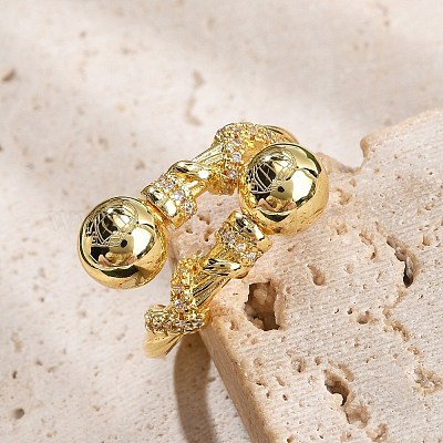 Кольца-манжеты для женщин с покрытием из латуни с микропаве из прозрачного кубического циркония RJEW-M028-99G-1