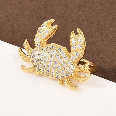 Латунные микро проложить манжеты кольца кубического циркония RJEW-C145-01C-G-1