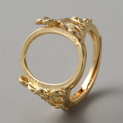 Регулируемая латунные сеттинги площадку кольцо KK-WH0045-037G-1