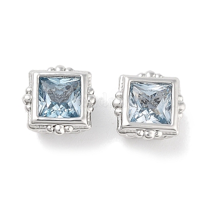 Латунный микро с одинарными светло-голубыми бусинами из циркония KK-C051-31P-1