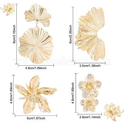 4 пара сережек-гвоздиков из сплава 4 стилей EJEW-AN0003-87-1