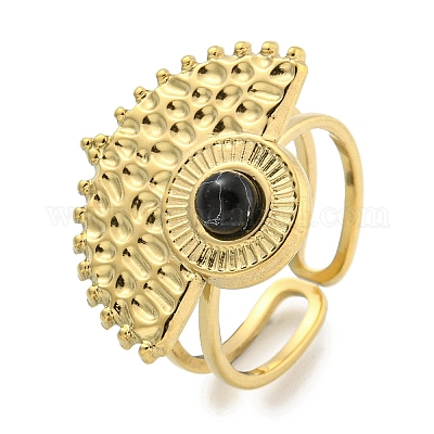 Кольца-манжеты из нержавеющей стали 304 с ионным покрытием (IP) и синтетическими драгоценными камнями G-Z056-02G-1