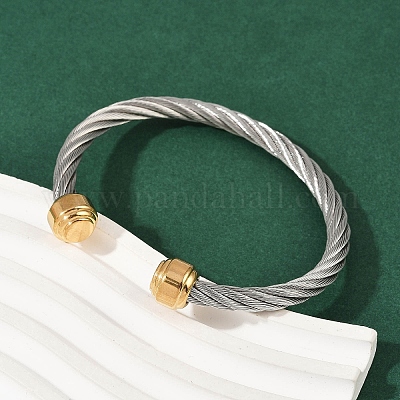 Браслеты-манжеты из нержавеющей стали 304 BJEW-M136-01D-PG-1