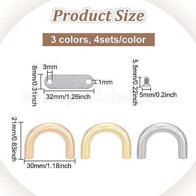 12 комплект 3-цветных пряжек-соединителей с D-образным кольцом для сумки&nbsp;FIND-WR0006-54-1
