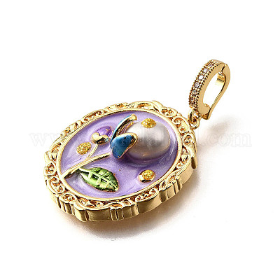 Латунные подвески с микропаве из кубического циркония и эмали KK-R222-08G-03-1