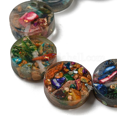 Окрашенная натуральная императорская яшма с нитями смоляных бусин G-G083-E05-01-1