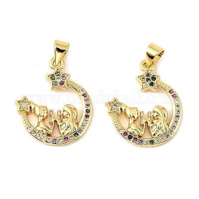 Латунные микро проложить кубического циркония подвески KK-M324-02C-G-1