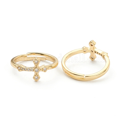 Латунные кольца из манжеты с прозрачным цирконием ZIRC-M117-10G-1