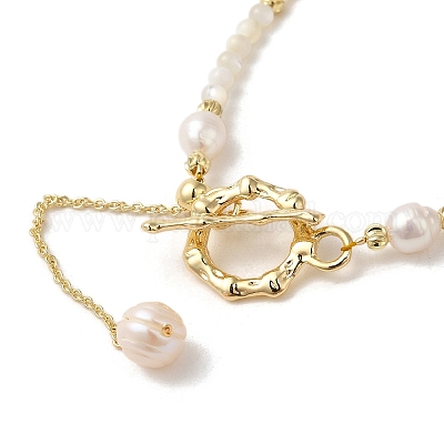 Браслеты из бисера из натурального жемчуга и латуни BJEW-C051-47G-1