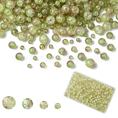 400 шт. 4 вида стеклянных бусин с эффектом кракле CCG-YW0001-20F-1