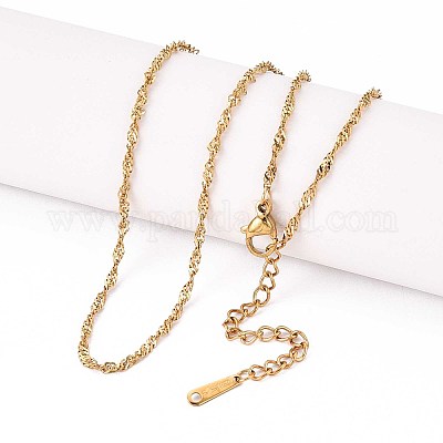 Ожерелья из сингапурской цепочки из нержавеющей стали 304 толщиной 2 мм NJEW-N058-06G-1