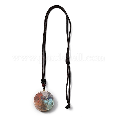 Колье с кулоном 7 чакра из смеси натуральных и синтетических драгоценных камней NJEW-WH0002-15-1