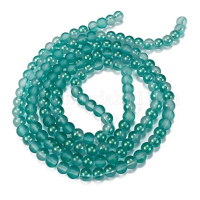 Нити матовых прозрачных стеклянных бусин GLAA-P065-6mm-08-1