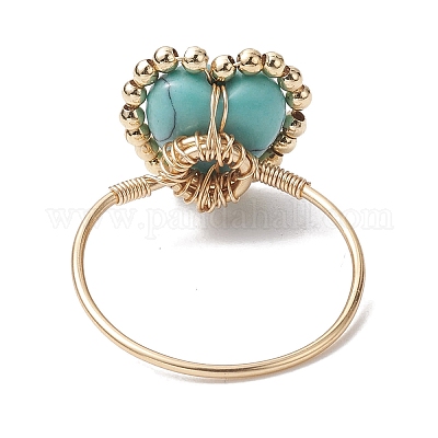 Кольцо в форме сердца из смешанных натуральных и синтетических драгоценных камней RJEW-JR00611-1