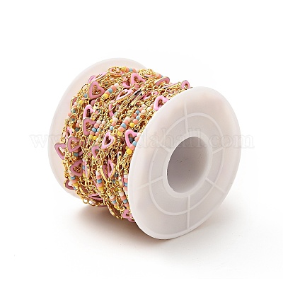 Латунные эмалевые цепи в форме сердца CHC-C003-04G-1