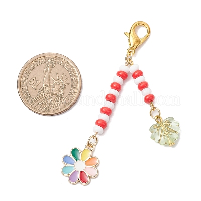 Подвески из эмали из цветочного сплава HJEW-MZ00337-03-1