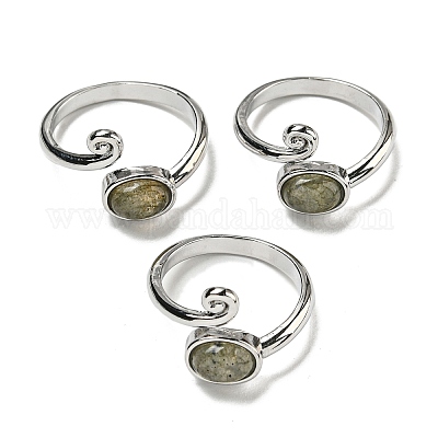 Регулируемые кольца из натурального лабрадорита RJEW-K269-08P-03-1