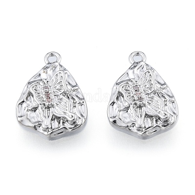 Шармы из латуни с микропаве розового коричневого цвета с кубическим цирконием KK-N216-586P-1