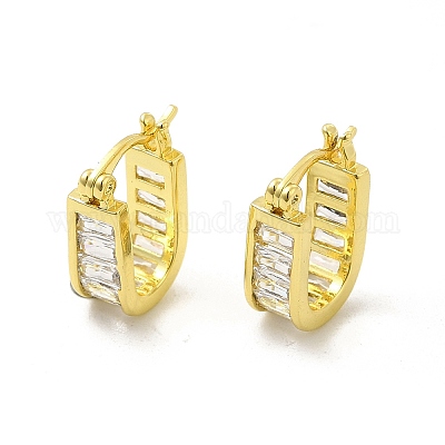 Овальные серьги-кольца из прозрачного циркония EJEW-E273-13LG-1