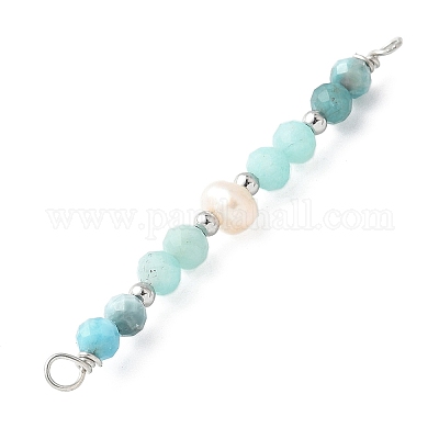 Граненые круглые подвески-шармы из натурального амазонита PALLOY-JF03532-05-1