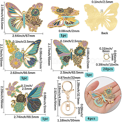Наборы для самостоятельного изготовления брелоков-подвесок в виде бабочек из эмалевого сплава DIY-SP0003-10B-1