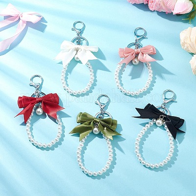 5 шт. 5-цветный полиэстеровый брелок-подвеска в виде банта KEYC-JKC01423-1