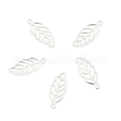 Подвески-шармы из нержавеющей стали в форме листа 201 STAS-R075-12-1