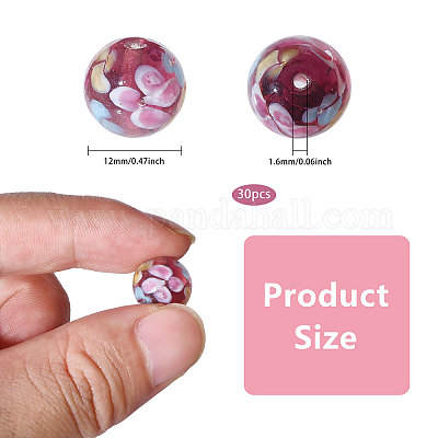 30 шт. светящиеся бусины ручной работы из золотистого песка в технике лэмпворк LAMP-GL0001-03-1