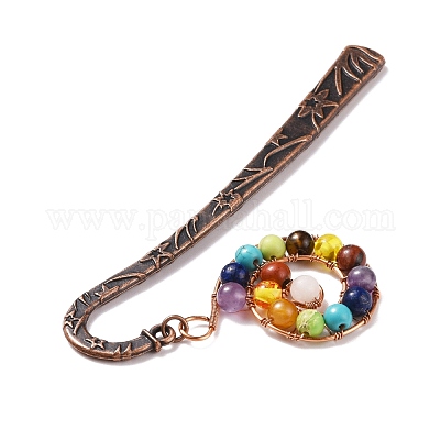 Закладки из бисера с драгоценными камнями на тему чакры AJEW-JK00178-1