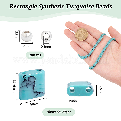 1 нить прямоугольных синтетических бирюзовых бусин G-NB0005-57-1