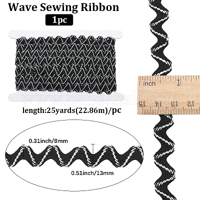 24.5~25 ярд двухцветной полиэстеровой волнистой кружевной ленты OCOR-GF0004-35D-1