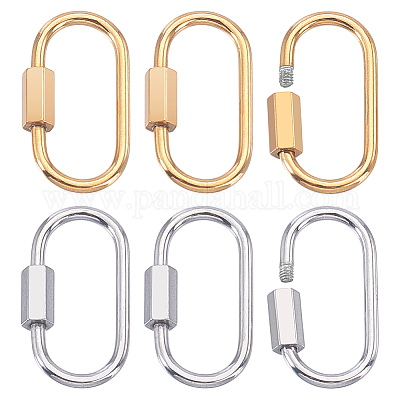 6 шт. 2 цвета 304 нержавеющая сталь винтовой карабин замок подвески STAS-HY0001-77-1