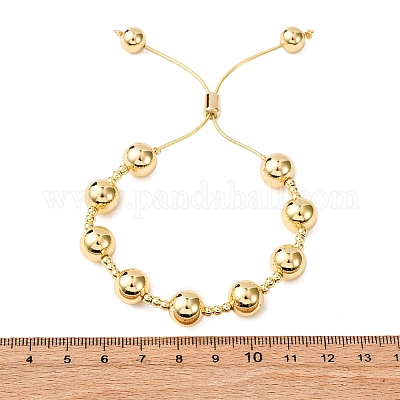 Латунные круглые бусины слайдер браслеты для женщин BJEW-D357-06A-G-1