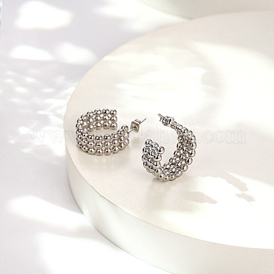 Круглые серьги-гвоздики из нержавеющей стали 304 PJ3518-2-1