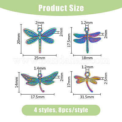 32 шт. 4 подвески из нержавеющей стали 201 с ионным покрытием и сплавом PALLOY-DC0001-07-1