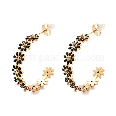 Серьги-гвоздики из нержавеющей стали 304 с эмалью EJEW-S226-02G-01-1