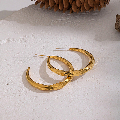 Серьги-гвоздики в форме буквы С из нержавеющей стали 304 MM1778-1