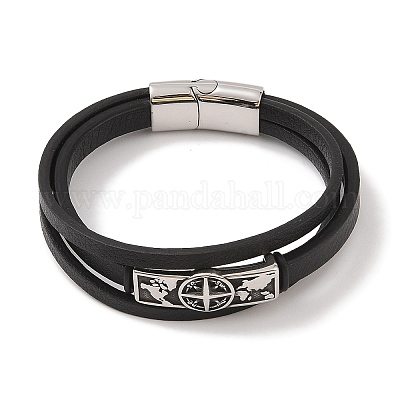 Многорядные браслеты из микрофибры и кожи BJEW-B096-31A-1