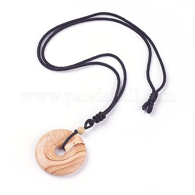 Регулируемые ожерелья с кулоном из яшмы с натуральной картинкой NJEW-A125-C03-1